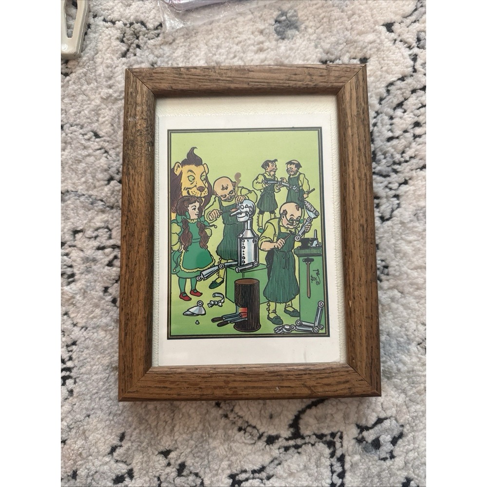 Vintage Real Wood Frame Postcard Wizard Of Oz 1986 5 X 7